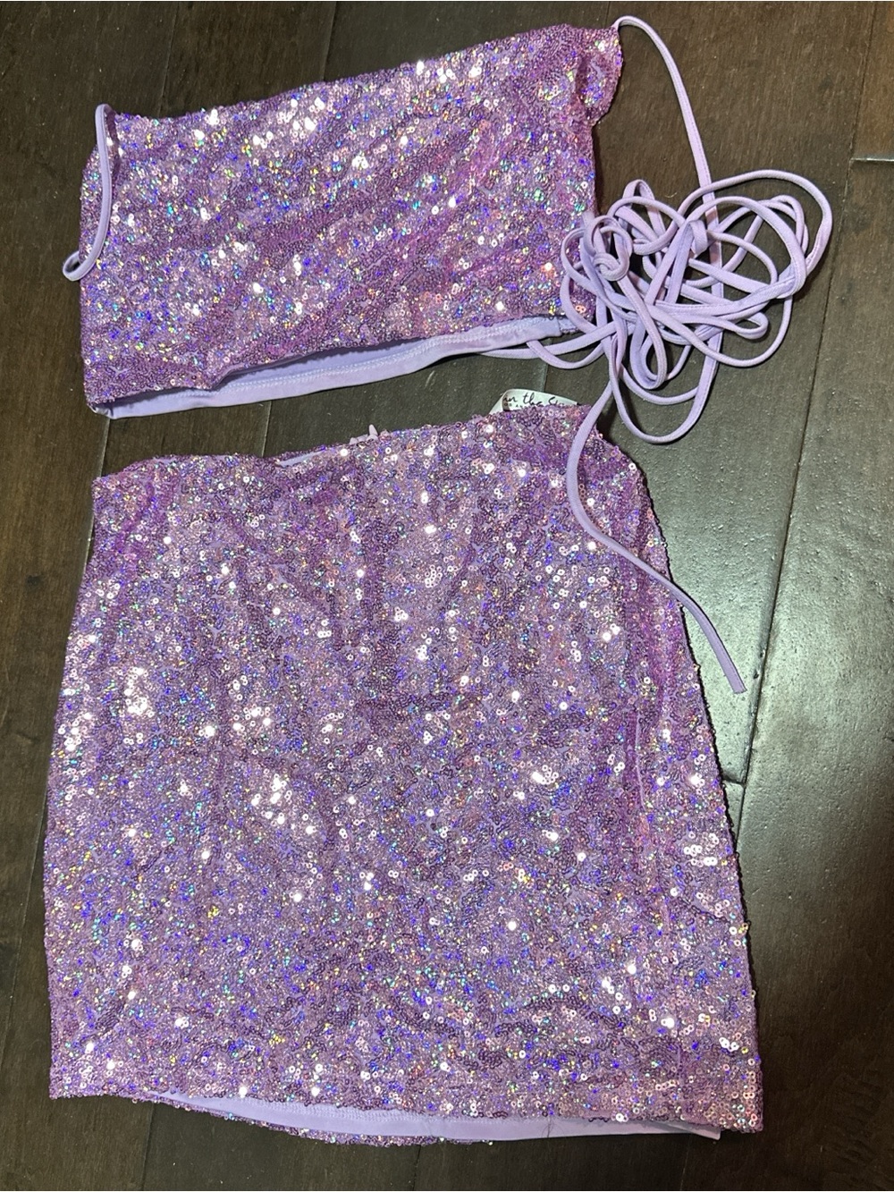 Lucy in the Sky Lilac Sequin Mini Skirt Set